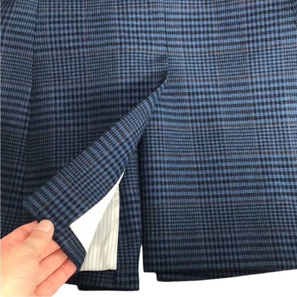 $790 VERONICA BEARD Ellette Navy Plaid Dickey Jacket black corduroy collar sz 0 - Picture 13 of 16